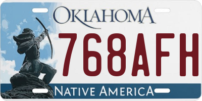 OK license plate 768AFH