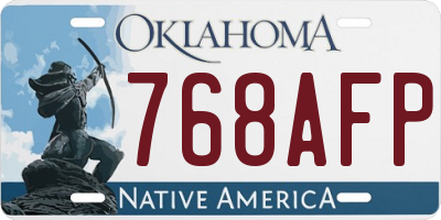 OK license plate 768AFP