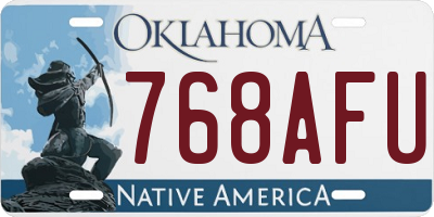 OK license plate 768AFU