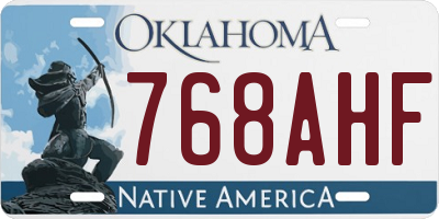 OK license plate 768AHF