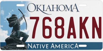OK license plate 768AKN