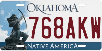 OK license plate 768AKW