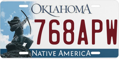 OK license plate 768APW