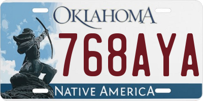 OK license plate 768AYA