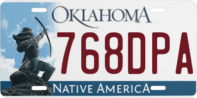 OK license plate 768DPA