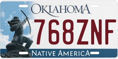 OK license plate 768ZNF