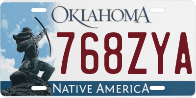 OK license plate 768ZYA