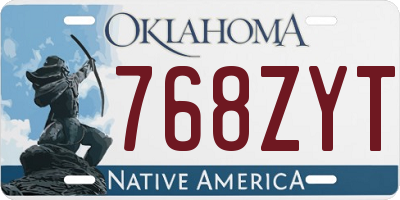 OK license plate 768ZYT