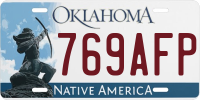 OK license plate 769AFP