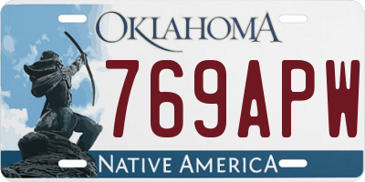 OK license plate 769APW