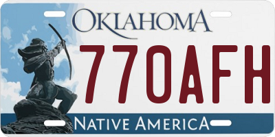 OK license plate 770AFH