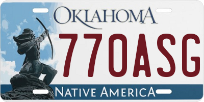 OK license plate 770ASG