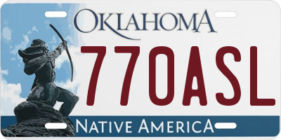 OK license plate 770ASL
