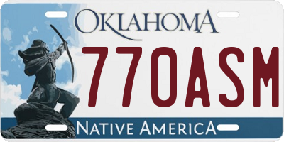 OK license plate 770ASM