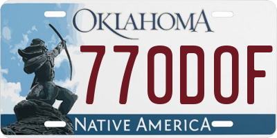 OK license plate 770DOF
