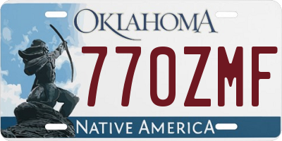 OK license plate 770ZMF