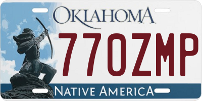OK license plate 770ZMP