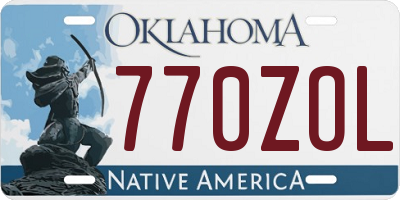 OK license plate 770ZOL