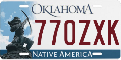 OK license plate 770ZXK