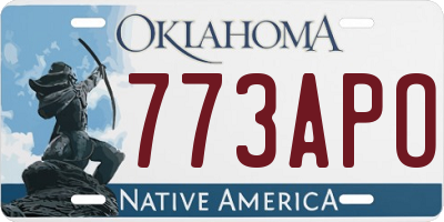 OK license plate 773APO