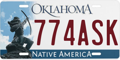 OK license plate 774ASK