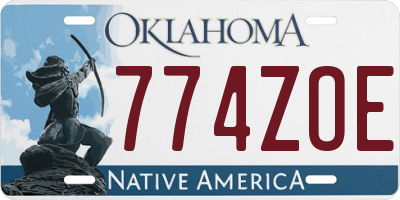 OK license plate 774ZOE