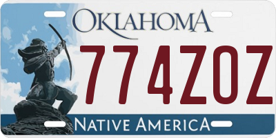 OK license plate 774ZOZ