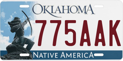 OK license plate 775AAK