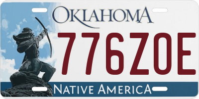 OK license plate 776ZOE