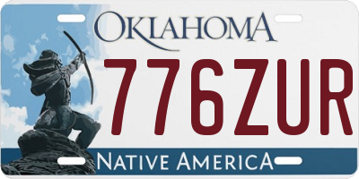 OK license plate 776ZUR