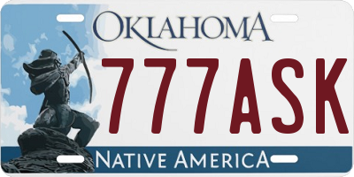 OK license plate 777ASK