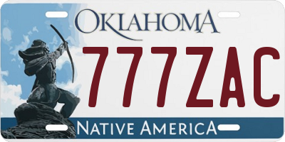 OK license plate 777ZAC