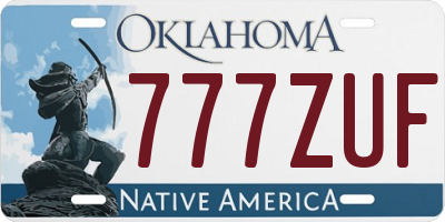 OK license plate 777ZUF