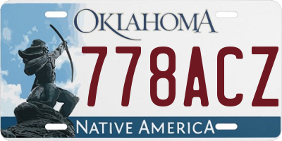 OK license plate 778ACZ