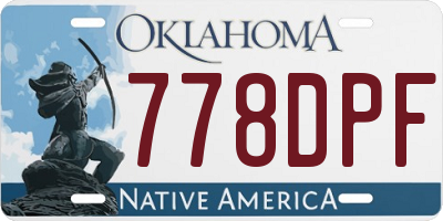 OK license plate 778DPF
