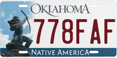OK license plate 778FAF