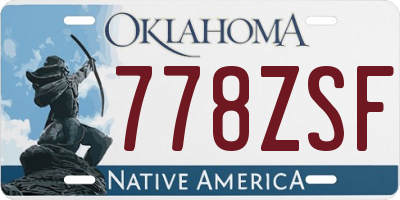 OK license plate 778ZSF