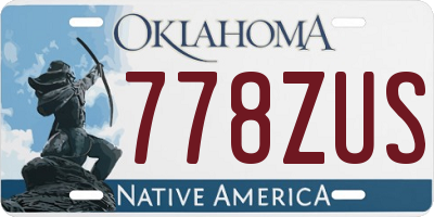 OK license plate 778ZUS