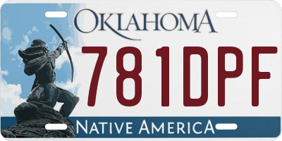 OK license plate 781DPF