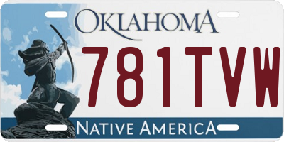 OK license plate 781TVW