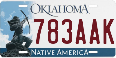 OK license plate 783AAK