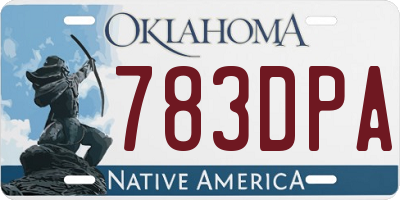 OK license plate 783DPA
