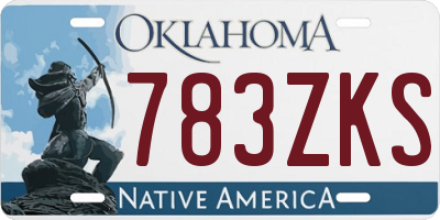 OK license plate 783ZKS