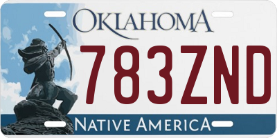 OK license plate 783ZND