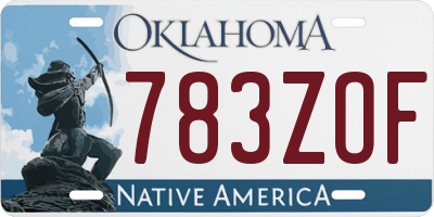 OK license plate 783ZOF
