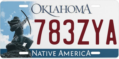 OK license plate 783ZYA