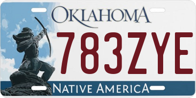 OK license plate 783ZYE