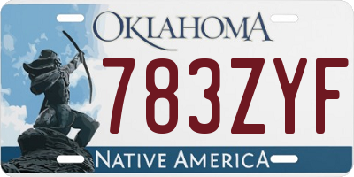 OK license plate 783ZYF