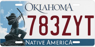 OK license plate 783ZYT