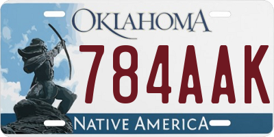 OK license plate 784AAK